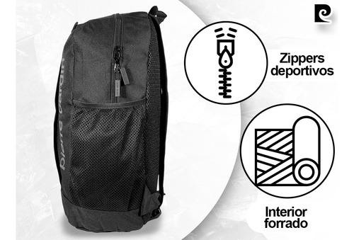 Mochila Urbana Acolchada Hombre Mujer Cierre Doble Colores Color Negro Diseño De La Tela Lisa