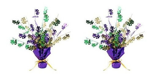 Beistle Mardi Gras Gleam 'n Burst Centerpieces 2 Piezas, Ver