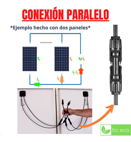 Imagen 2 de 9 de Par Conectores Mc4 Divisor Y 1 A 4 Macho Hembra Mc4-y4 Solar