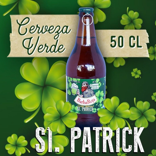 Imagen 4 de 10 de Cerveza Barba Roja Verde San Patricio Pack X 12 X 500ml.