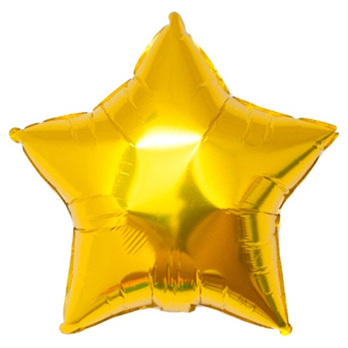 10 Globos Metálicos Estrella - 46cm - Dorado - Oro 