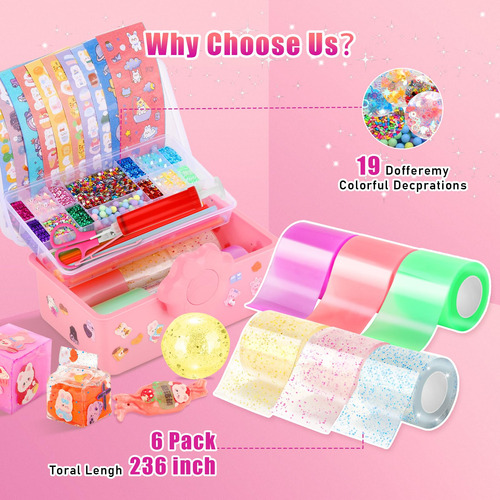 Kit De Burbujas Nano Tape Zeskuu Para Niños Con Purpurina, A