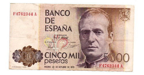 España Billete 5000 Pesetas Año 1979 P#160 Juan Carlos I