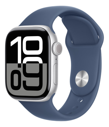 Apple Watch S10 Gps + Cellular 42mm M/l Aluminio Color Plata Plata Correa Deportiva Azul Denim Color Plata