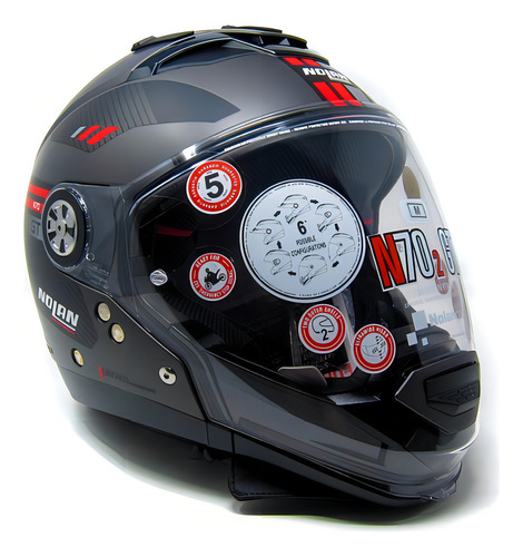Capacete Nolan N70-2 Gt Bellavista N-com cinza/vermelho fosco 3 em 1 cor preto/cinza/vermelho tamanho L