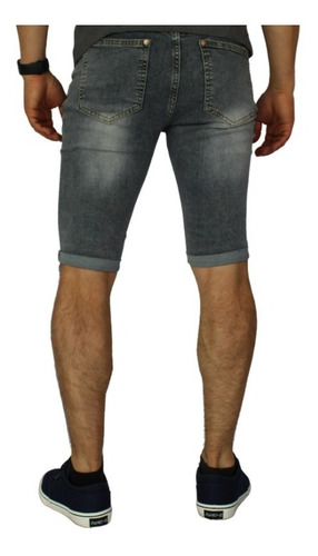 Imagen 3 de 3 de Short Jeans Elasticado Hombre Gris