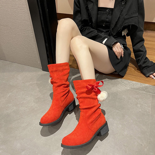 E Botas De Invierno Para Mujer, Zapatos De Tacón Bajo, Cómod