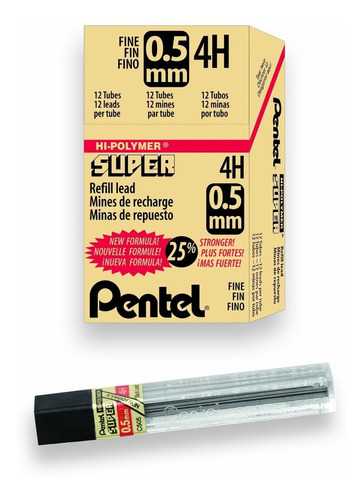 Pentel Super Hi-polymer 144 Minas (12 Tubos) 0.5mm 4h