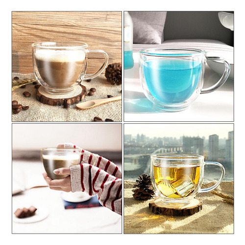 4 Pzas 200ml Doble Pared Gafas Aislantes Tazas De Café Taza