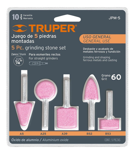 Puntas Montadas Grano 60 1/4  Uso General Truper Jpm-5