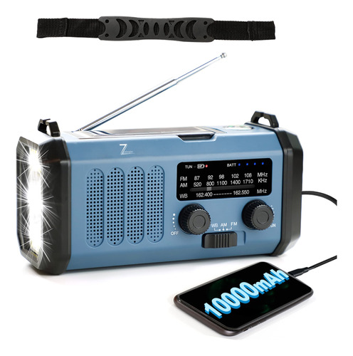 Radio De Emergencia Noaa Con Manivela Solar De 10000 Mah, 4