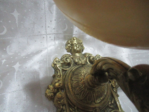 Par Apliques Pared Bronce Querubines Tulipas Alabastro 15756 Dorado (Usado)