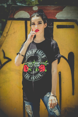 Imagen 2 de 4 de Camiseta Guns And Roses Black Logo Vintage Rock Activity