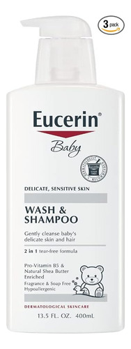 Eucerin Baby Wash & Shampoo - Fórmula 2 En 1 Sin Olor