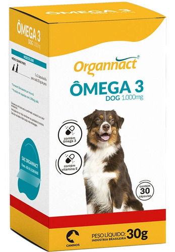 Ômega 3 Dog 1000mg Organnact Para Cães