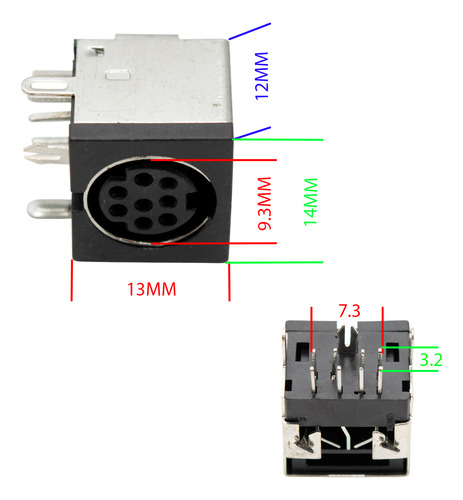 20 Conectores Mini Din 8 Pines Hembra 90º Par Circuit Md-80