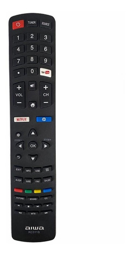 Control Remoto Aiwa Smart Tv Rc311s Boton Netflix + Pilas