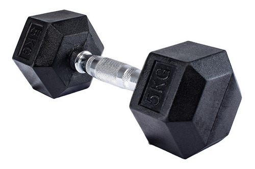 Par De Mancuernas Hexagonal Forrada Con Caucho 5 Kg Color Negro