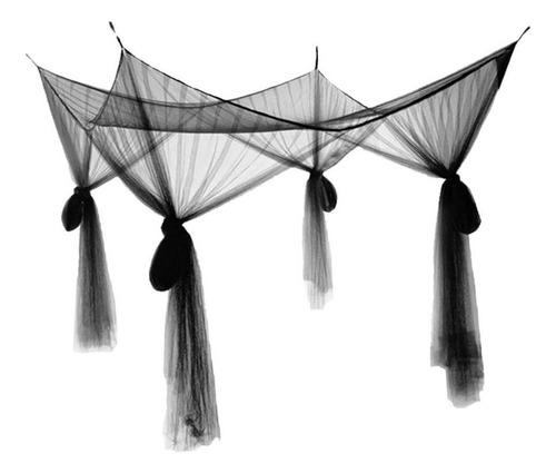 4 Poste De Esquina Mosquitera Cama Malla Viaje Negro