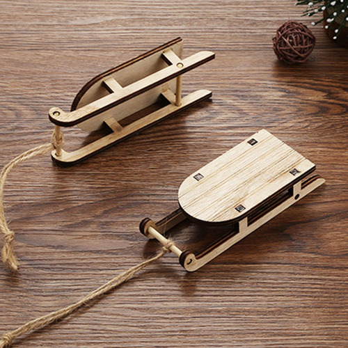 4 Mini Trineo De Madera, Adorno De Escritorio, Bricolaje,
