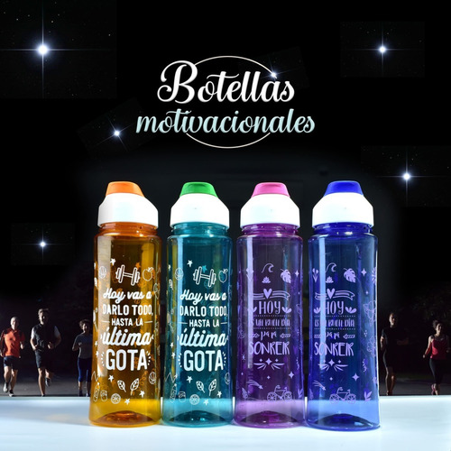 Imagen 3 de 6 de Botella Deportiva Plastica Diseños Frases Agua Sport Termo