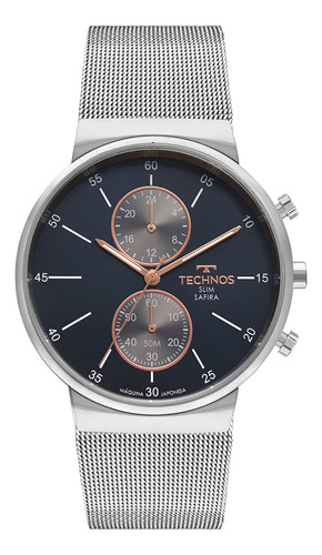 Relógio Technos Masculino Slim Prata - Vd36ab/1a