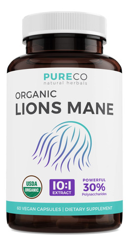 Usda Organic Lions Mane Capsulas - Extracto 10:1 Equivale A 