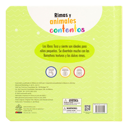 Libro Infantil: Rimas Y Animales Contentos, De Varios, Autores. Editorial Silver Dolphin En Español, 2023