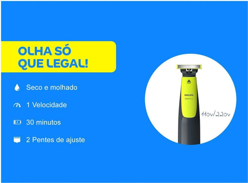 Imagem 2 de 10 de Barbeador Aparador Oneblade Philips 2 Qp2510/10 Original