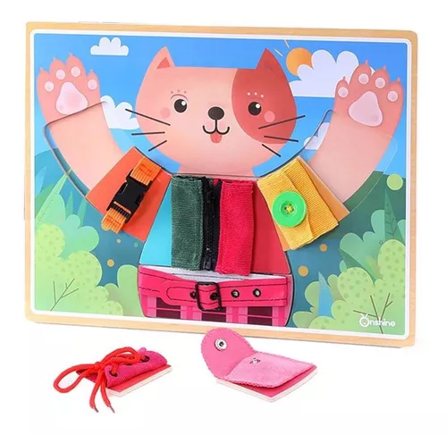 Jogo De Quebra-cabeça Infantil Dress Cat Basic Skills Board