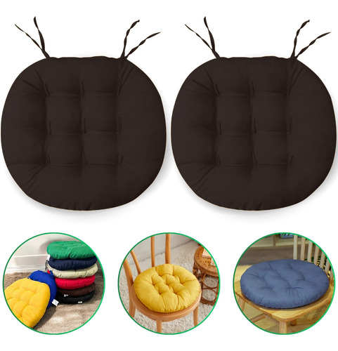 2 Assentos De Cadeira Futon 40x40 - Liso Redondo Cor Marrom