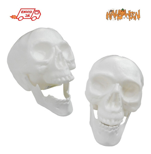 Imagem 1 de 4 de Cabeça De Esqueleto Caveira Crânio Com Mandíbula Halloween
