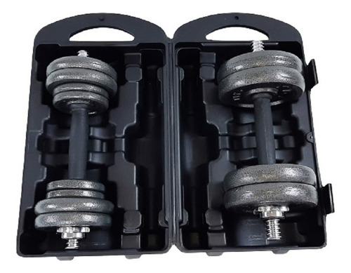Set 2 Mancuernas York De Acero De 12 Discos 20 Kg C/maleta