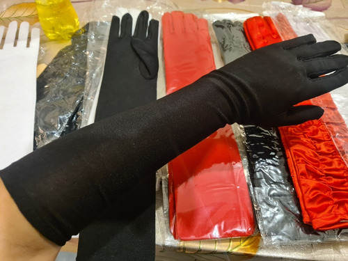 Guantes Largos Lisos Accesorio Disfraz Conejita Vampiresa