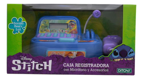 Caja Registradora Lilo & Stitch Con Micrófono Luces Y Sonido Azul