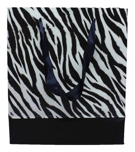 Sacola Premium Animal Print Zebra - 21x18 Cm - 12 Unidades