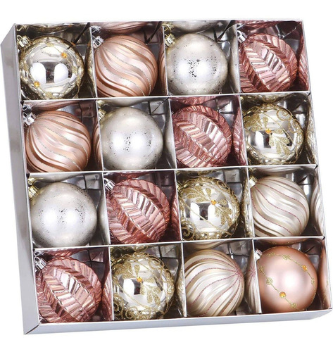 16 Bolas Arbol De Navidad Sea Team Rose Gold/champagne 8cm