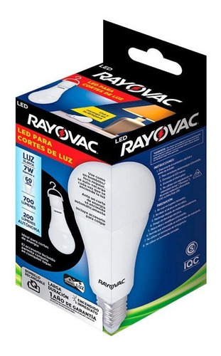 Ampolleta Led De Emergencia Rayovac 7w Recargable Luz Blanca