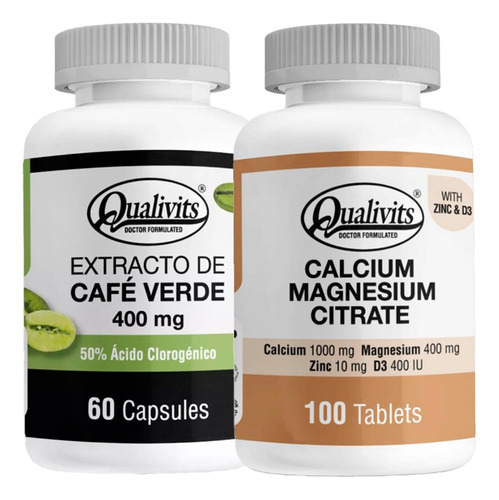 Café Verde + Calcio Magnesio Zinc Vitamina D3 Qualivits