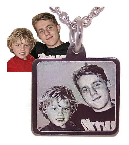 Imagen 4 de 8 de Foto Medalla Acero Personalizada 24x28mm + Cadena 45/50/60cm