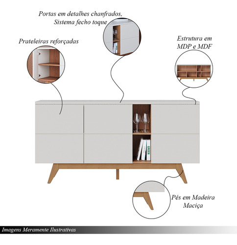 Conjunto 1 Cristaleira E 1 Buffet Sancho Off White