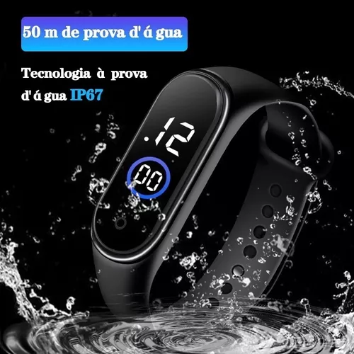 Relógio Digital Esportivo Prova Dágua Led Hora Data Silicone de