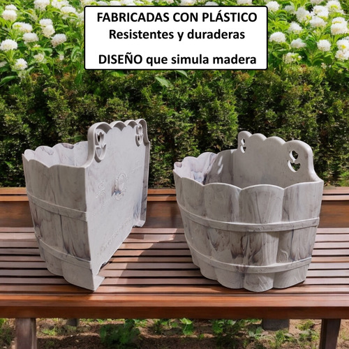 Maceta Pared Colgante Plastico Diseño Madera Jardin 4 Piezas