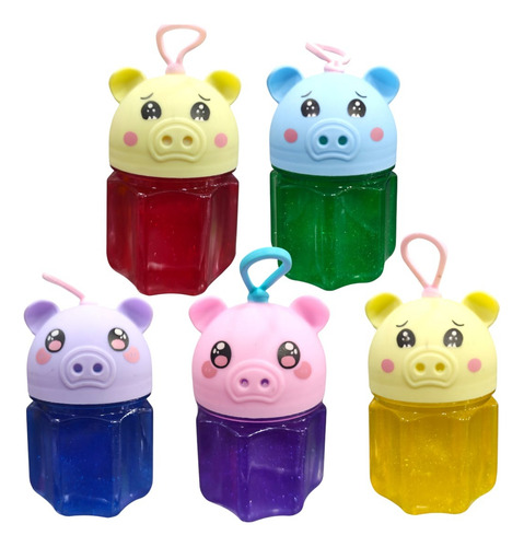 Slime Brillante Elastico Con Figura De Cerdito Kawai Mc