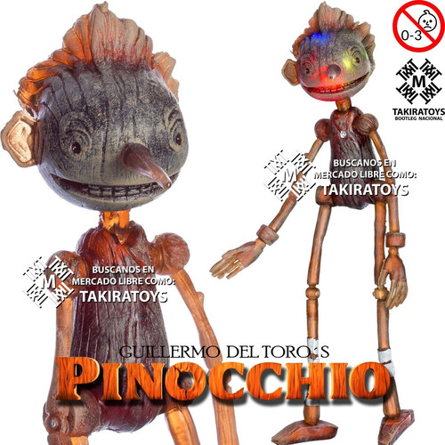 Pinocho Guillermo Del Toro Figura Pinocchio Muñeco C/ Luz