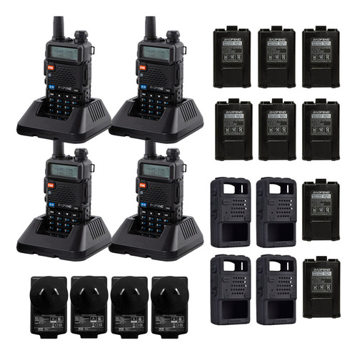 Kit Handies Baofeng Uv-5ra Doble Banda Manos Libres Bandas de frecuencia VHF/UHF Color Negro