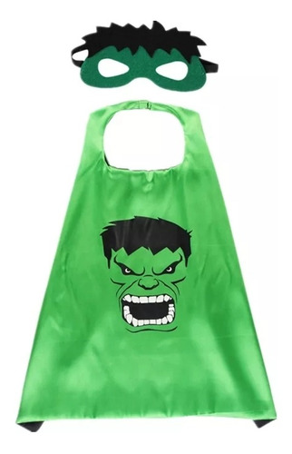 Capa Disfraz Superhéroes Hulk + Antifaz 