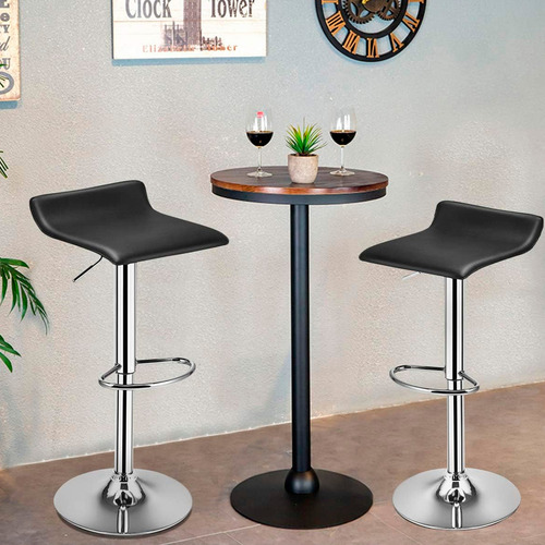 Asiento Desayunador Ecocuero Silla Bar Taburete Cromado Color Negro