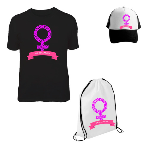 Polera Gorro Bolso Mujer Logo Femenino Combo Pack 