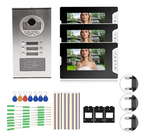 Sistema De Intercomunicador De Puerta De 7 Pulgadas Con 3 Mo